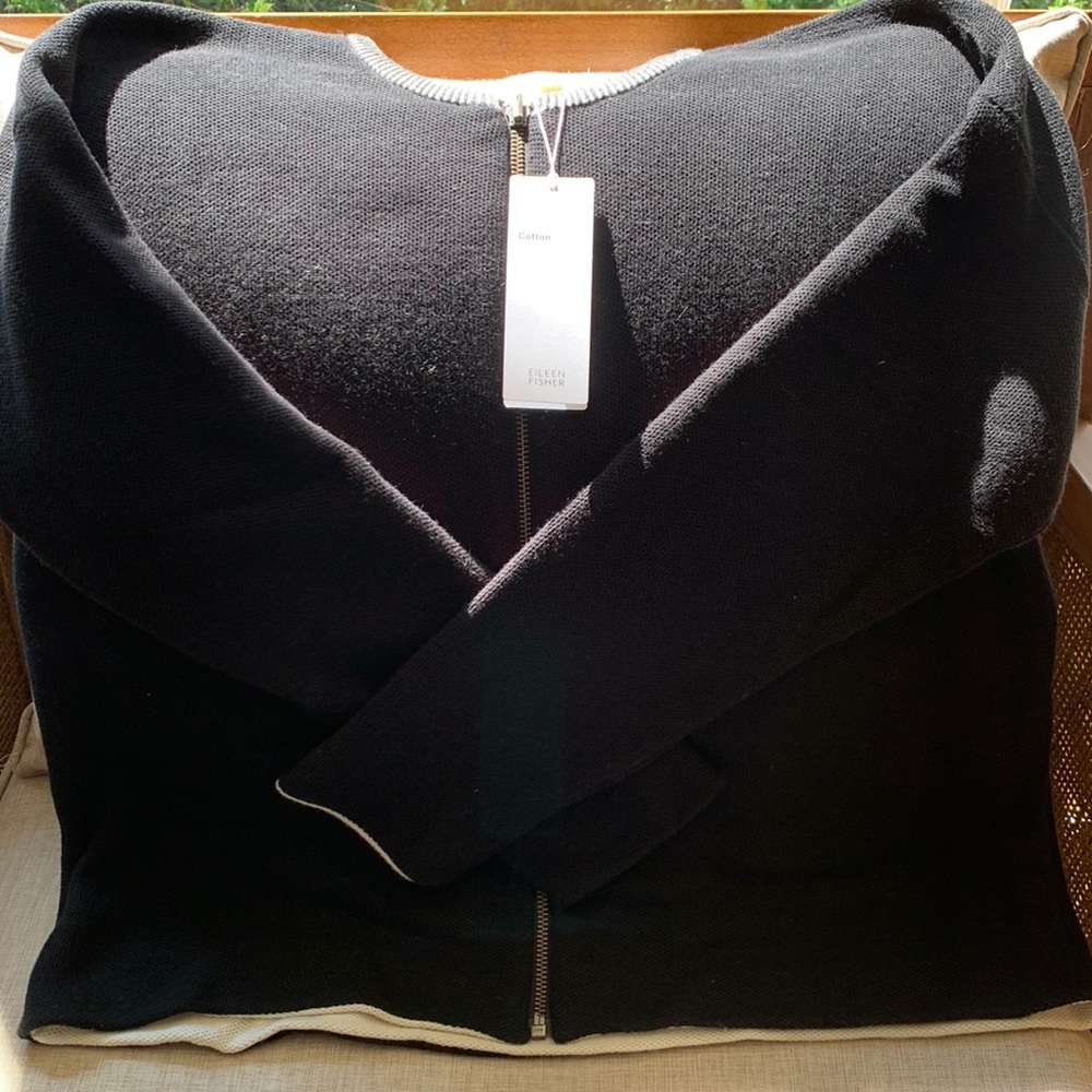 Eileen Fisher, Black zipper cardigan, S/P